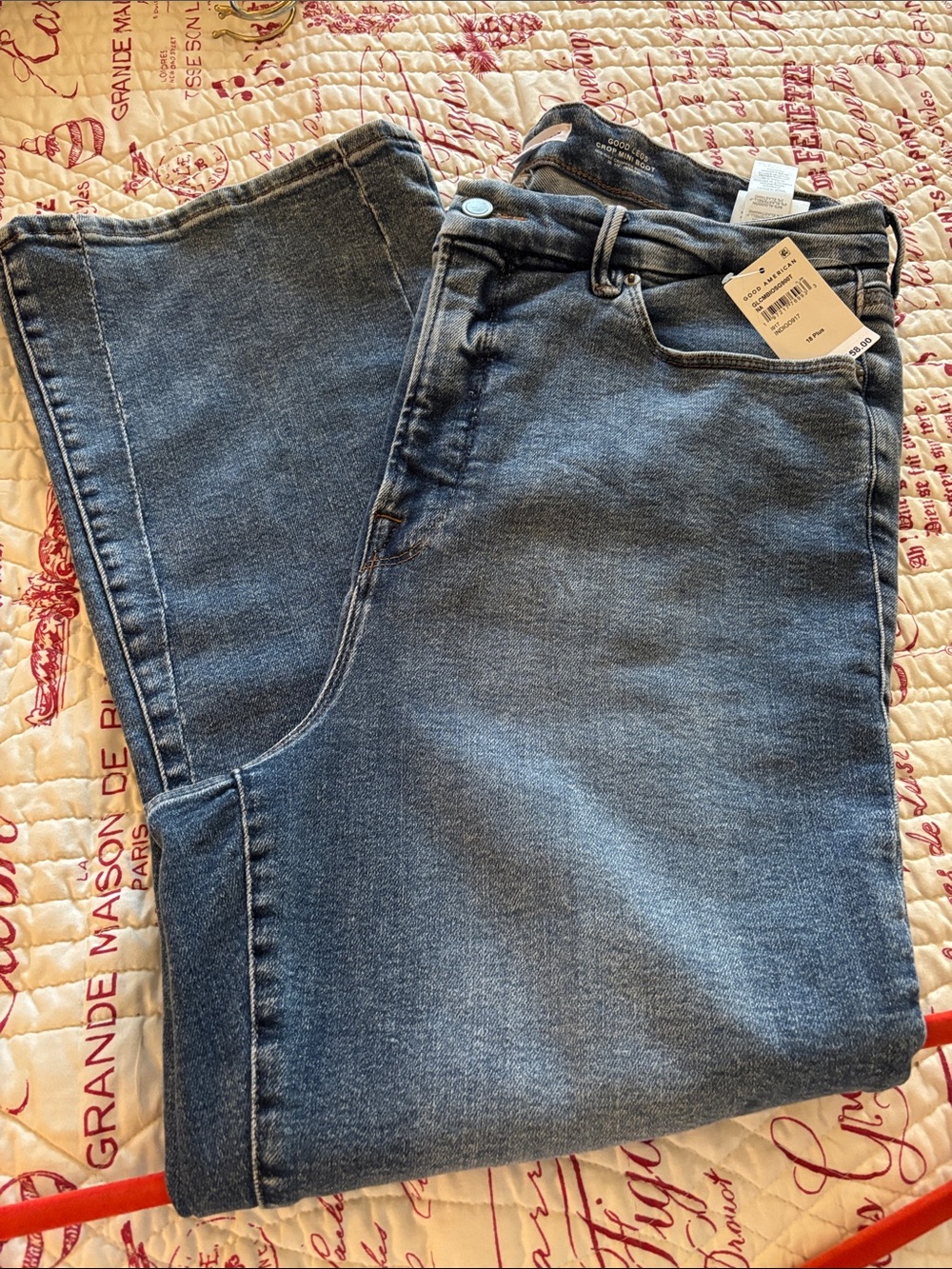 NWT Good American Mid-rise Medium Wash Mini Bootcut Jeans SZ 18 Plus